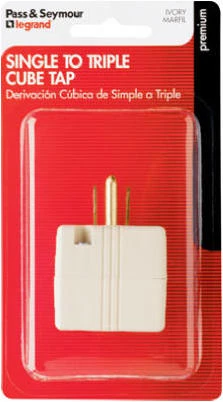 Pass & Seymour 15A Ivory Grounded Triple Cube Adapter