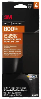 Sandpaper, Automotive, 800 Grit, 3-2/3 x 9 In., 5-Pk.