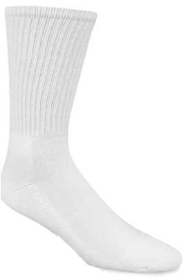 Athletic Socks, Crew, White, Men's XL, 3-Pk.