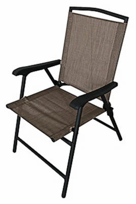 Marbella Steel Folding Chair, Sling Fabric, Tan