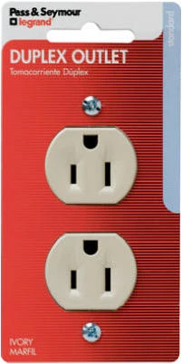 Pass & Seymour Standard Duplex Receptacle, 15-Amp, 125-Volt, Ivory