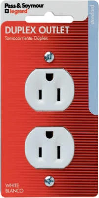 Pass & Seymour Standard Duplex Receptacle, 15-Amp, 125-Volt, White