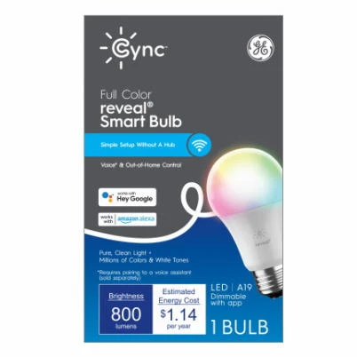 GE Cync Reveal HD LED Smart Bulb, 60W Equivalent, A19, Medium Base GE Cync Reveal HD LED Smart Bulb, 60W Equivalent, A19, Medium Base