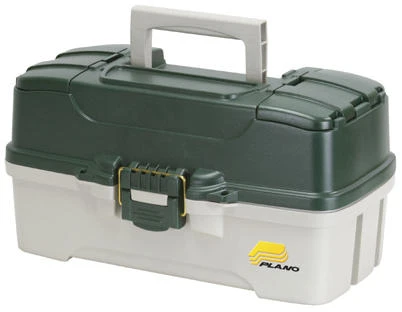 Fish Tackle Box, Green Metallic/Off White, 3-Tray