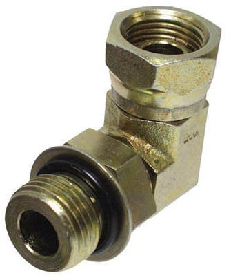 90 Degree Hydraulic Adapter, 1/2-In. Male 0-Ring x 3/8-In. FP Swivel