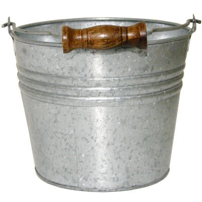 Planter With Handle, Banded Metal, Galvanized Metal, 6 In.