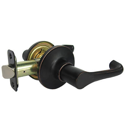 Reversible Milano Passage Lever Lockset, Aged Bronze, Adjustable Backset, Model Lypx703b