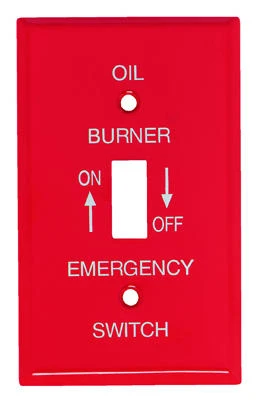 Emergency Oil Burner Wall Plate, 1-Gang, Single-Toggle, Red