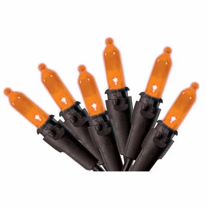 Halloween Mini Light String, 100 Count Orange LED Bulbs