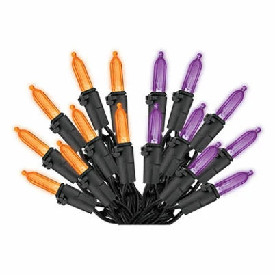 Halloween 100 Count Mini Light Emitting Diode String Lights with 8 Functions, Color Changing Orange and Purple