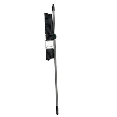 24 In. Push Broom, Soft & Stiff Bristles, 59 In. Steel Handle