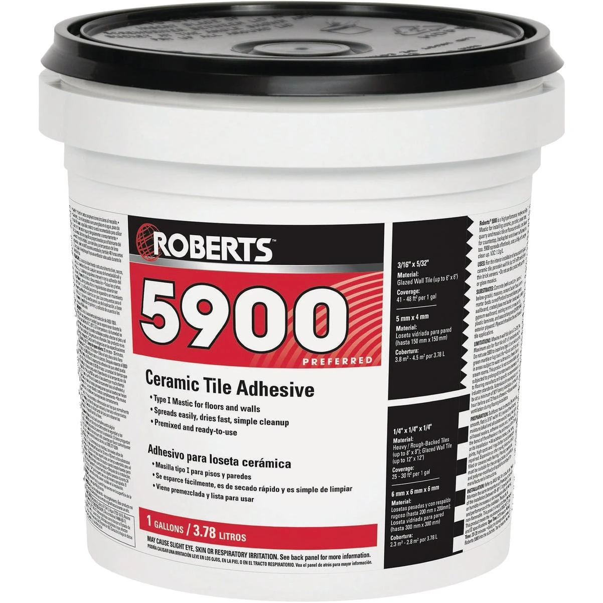 QEP 5900-1 Off‑White Ceramic Tile Adhesive – 1‑Gallon Ready‑Mix Mastic