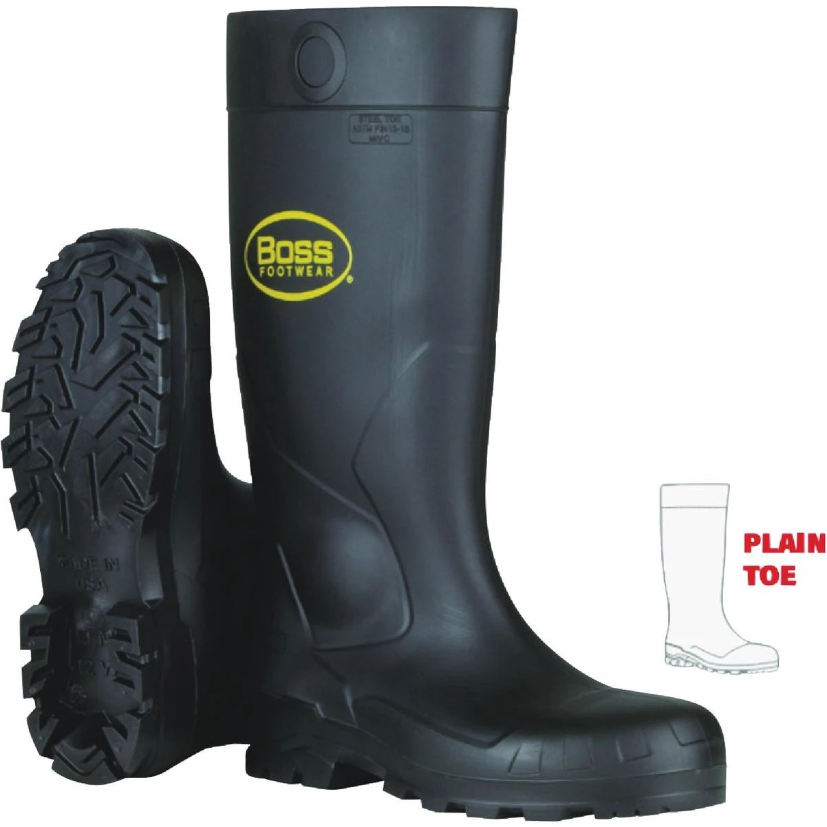 Boss Size 10 Black 16 In. Plain Toe PVC Waterproof Boot