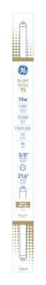 Linear Fluorescent Light Bulb, 14 Watt, T5, 1350 Lumen, 21.6 In.