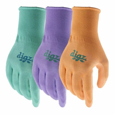 Nitrile Coated Knit Gloves, Assorted Colors, Women's L, 3-Pr.
