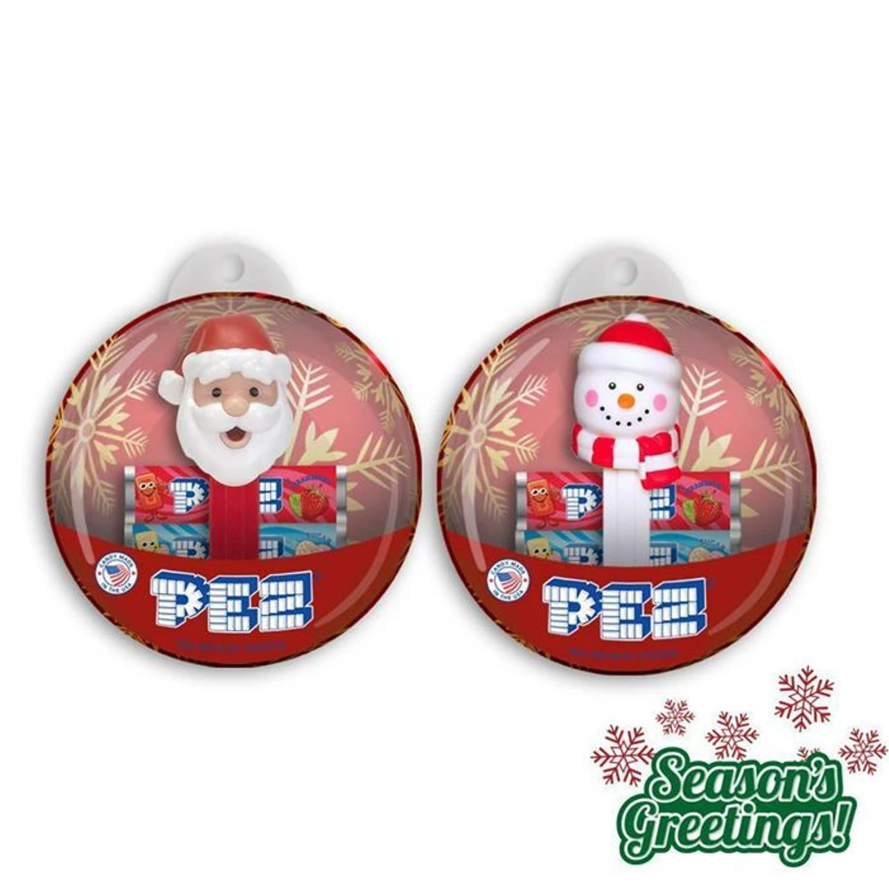 Pez Christmas Blister Ornament W/ Mini Dispenser
