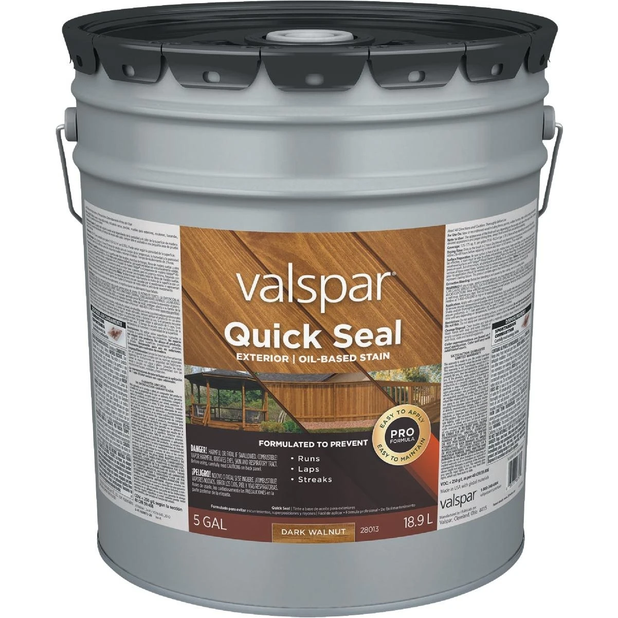Quick Seal Dark Walnut Exterior Wood Stain – 5 gal Semi‑Transparent Finish