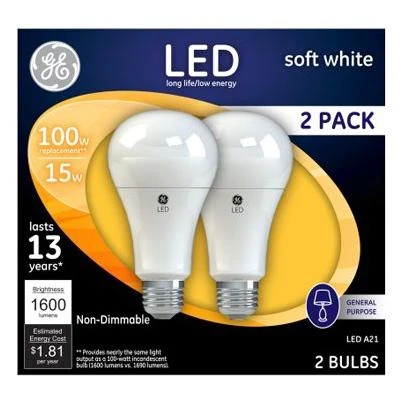 222067 15 W A19 LED Light Bulb - White