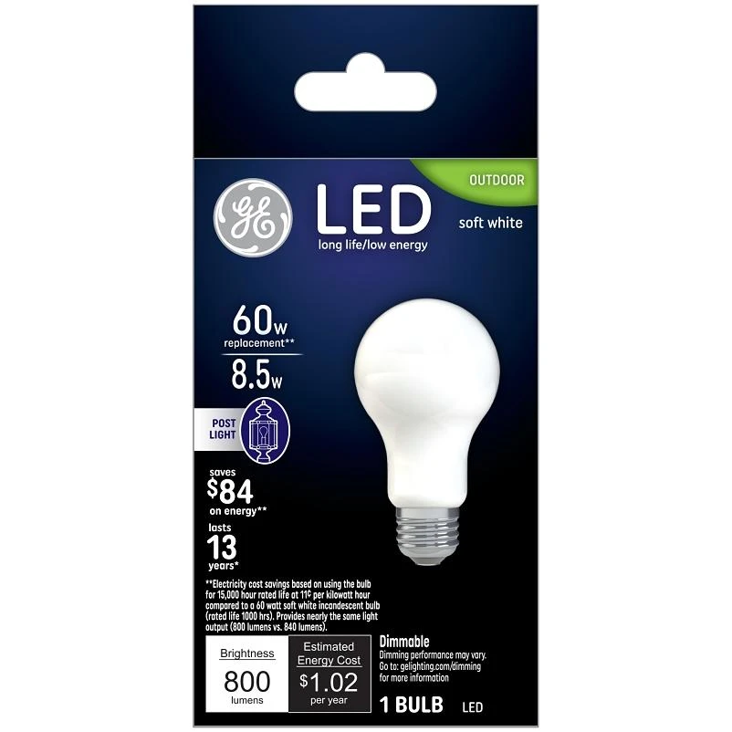 LED Light Bulb, Warm, Soft White, 800 Lumens, 8.5 Watt