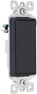 Legrand radiant Series TM870BKCC10 Paddle Switch, 15 A, 120/277 VAC, Push Wire, Side Wire Terminal, Black