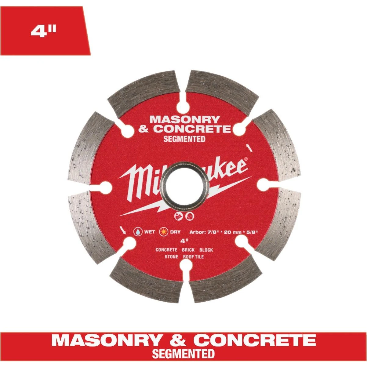 Milwaukee 4‑Inch Segmented Diamond Saw Blade – 7/8‑Inch Arbor for Rapid Concrete & Masonry Cutting