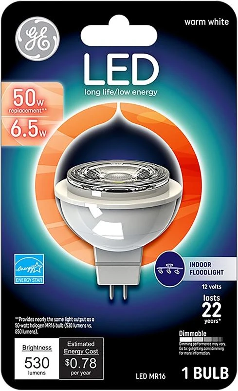 Led Floodlight Bulb, Bright White, Clear, Mr16, 500 Lumens, 7 Watt