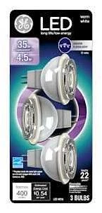 GE 93116243 LED Light Bulb, MR16 Lamp, 35 W Equivalent, GU5.3 Lamp Base, Dimmable, Clear, White Light, 3000 K Color Temp