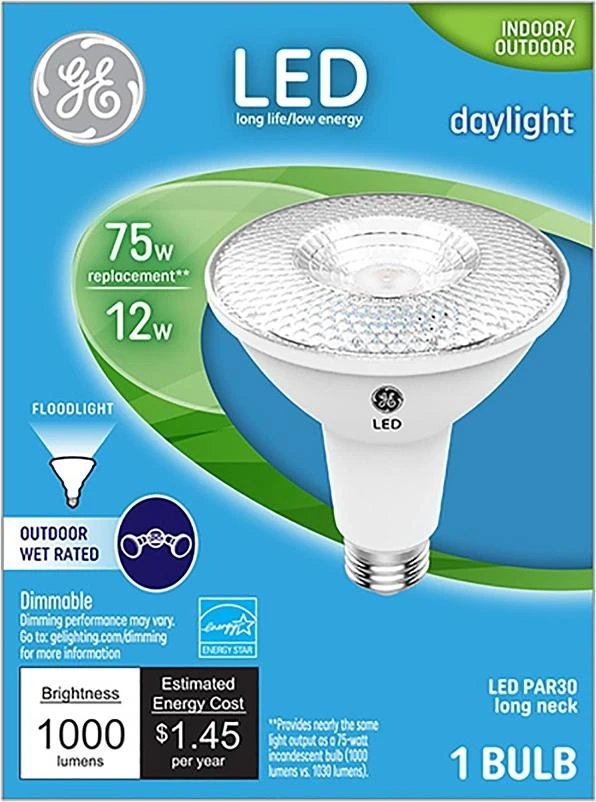 LED Flood/Security Bulb, Par30, Daylight, Long Neck, 1000 Lumens, 12 Watt