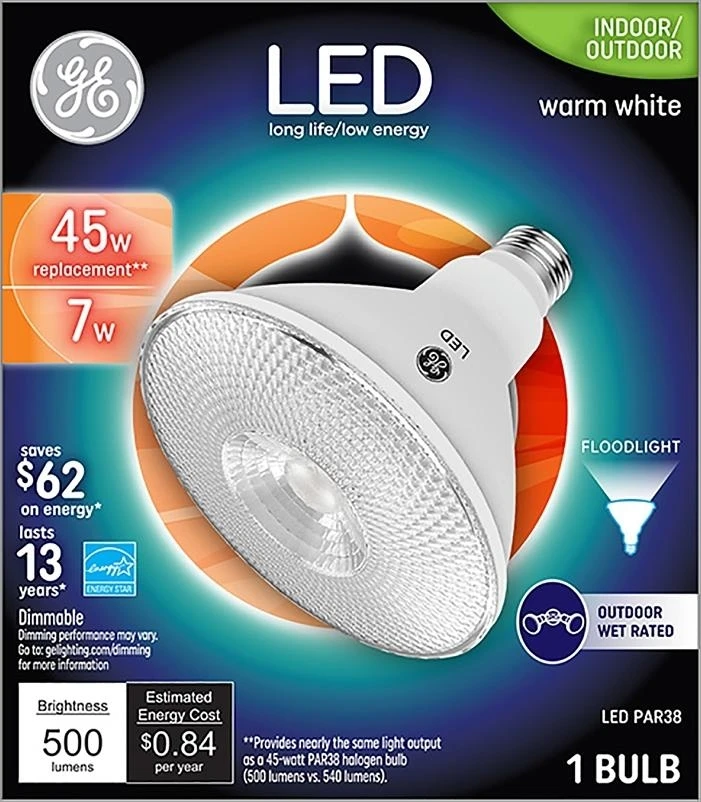 LED Floodlight Bulb, Daylight, Clear, 550 Lumens, 7 Watt