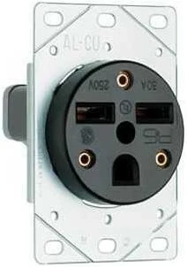Pass & Seymour Power Outlet, Flush-Mount, Black, 250-Volt, 30-Amp