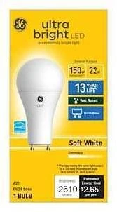 LED Outdoor-Rated Ultra Bright Light Bulb, A21 GU24 Base, Soft White, 22 Watt LED Outdoor-Rated Ultra Bright Light Bulb, A21 GU24 Base, Soft White, 22 Watt
