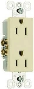 Legrand radiant Series 885ICP8 Duplex Receptacle, Thermoplastic, Ivory, 2-Pole, 15 A, 3-Wire, Push, Side Wiring