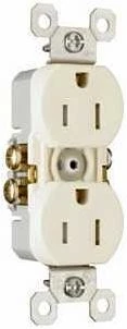Legrand TradeMaster Series 3232TRLACP8 Duplex Receptacle, Thermoplastic, Light Almond, 2-Pole, 14 to 12 AWG Wire