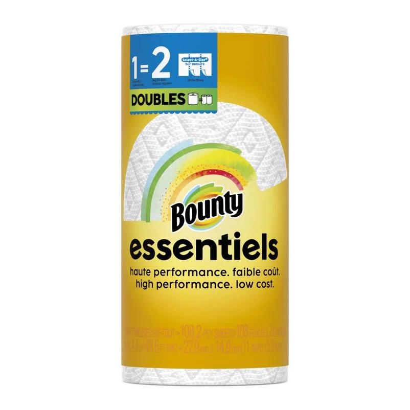 Bounty Essentials Select‑A‑Size 2‑Ply Paper Towels – 11" × 5.9" Sheets for Home Use