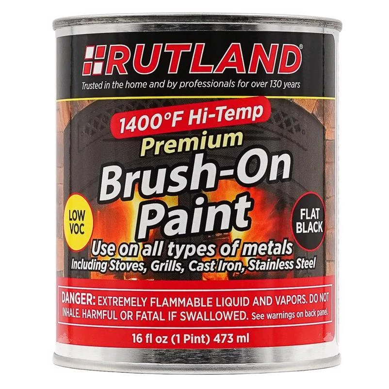 Rutland 81V High‑Heat Flat Black Paint – 16 oz Solvent‑Based, 1400°F Resistance