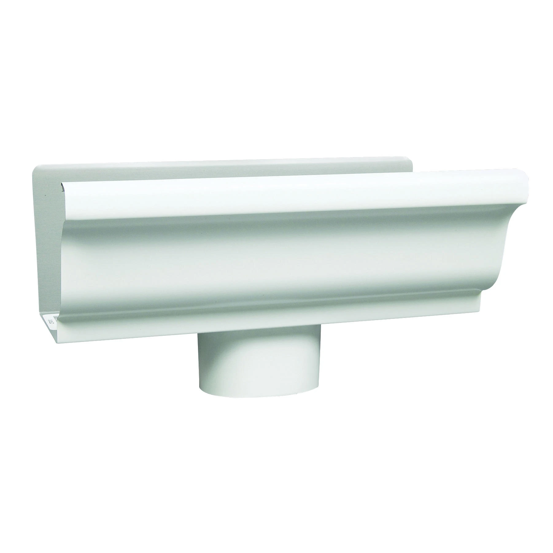 Amerimax End Piece With Drop, For 5 In. Gutter, White Aluminum, 5 In