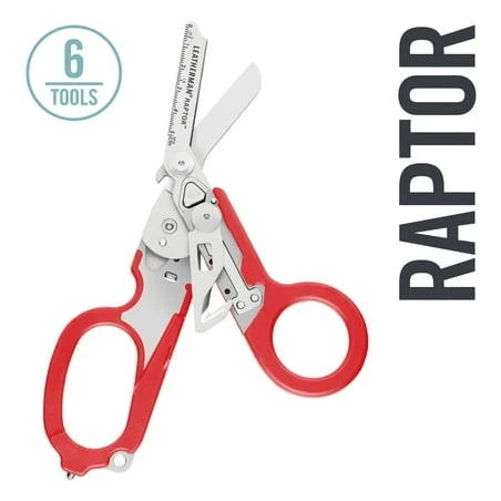 LEATHERMAN - Raptor Emergency Response Shears with Strap Cutter and Glass Breaker, Red with MOLLE Compatible Holster