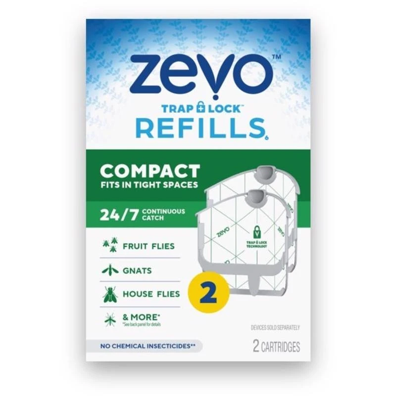 Zevo Sweet‑Scented Clear Insect Trap Refill – Compact Cartridge (2 Pack)