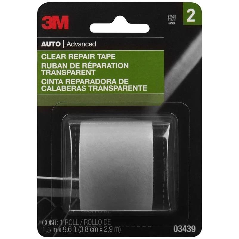 3M 03439 Transparent Repair Tape – 115" Length, 1.5" Wide, Stretchable Backing