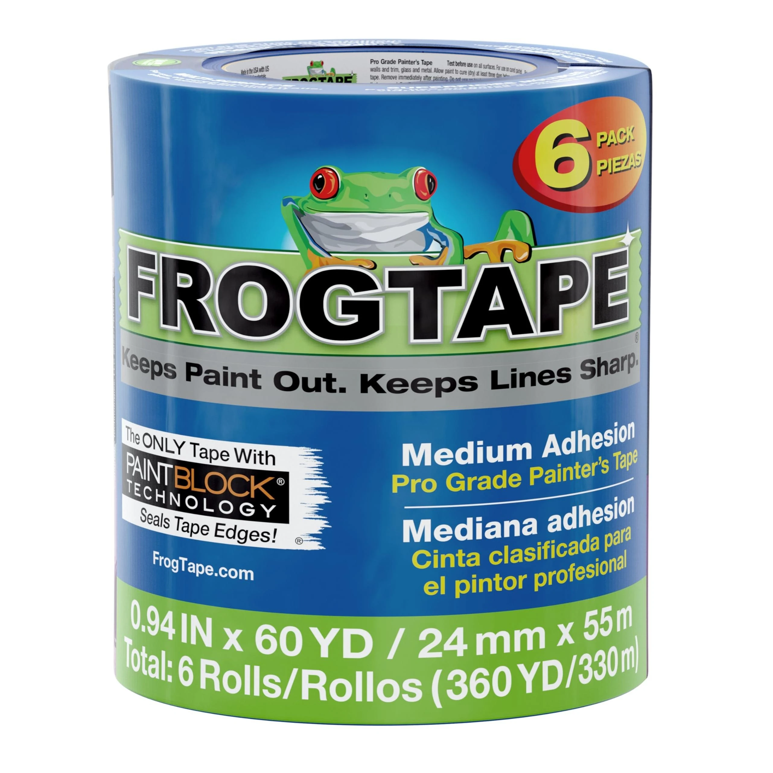 .94"x60YD Frogtape Pro Blue 6pk