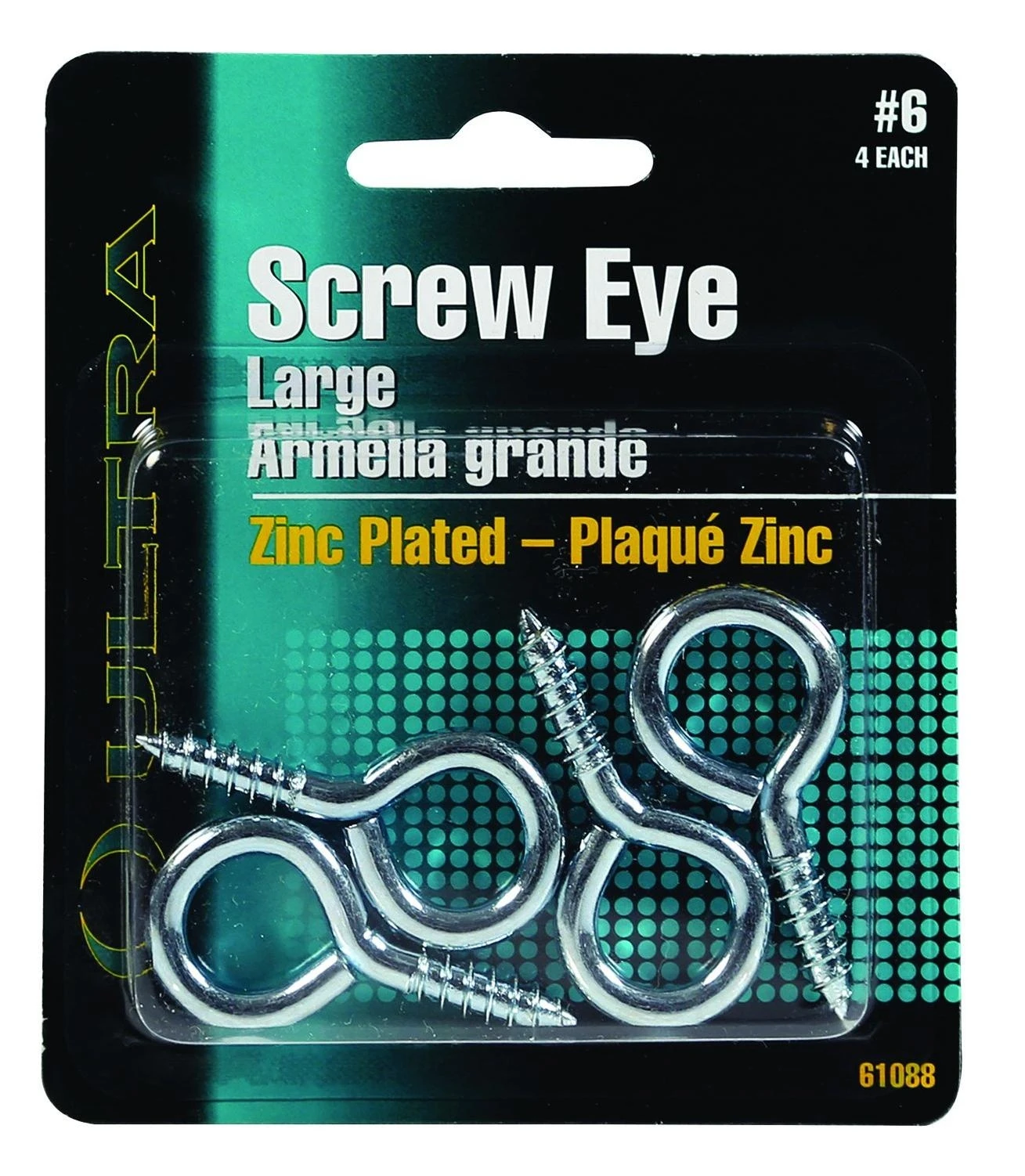 Large Zinc Screw Eye #6 - 4 Count
