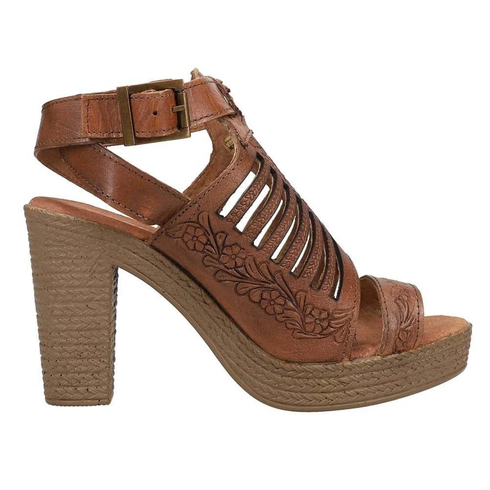 ROPER Womens Mika Iii Embossed Cut Out Block Casual Sandals Casual High Heel 3" & Up - Brown - Size 7.5 B