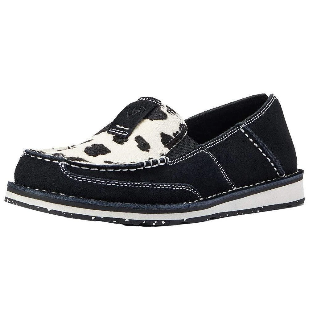 ARIAT Womens Cruiser Black Suede/Black and White Hair On 8