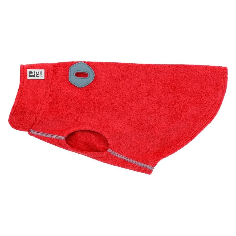 Baseline Fleece Dog Coat, Red & Gray, Size 20 - Lightweight & Stretchy