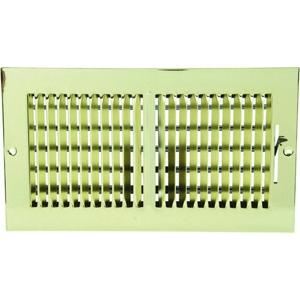 6 X 12 Inch Brass Wall Register For Heating And Cooling Systems
