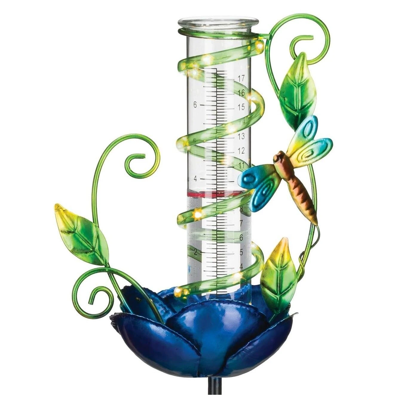 Rain Gauge With Decorative Stake For Lawn And Garden