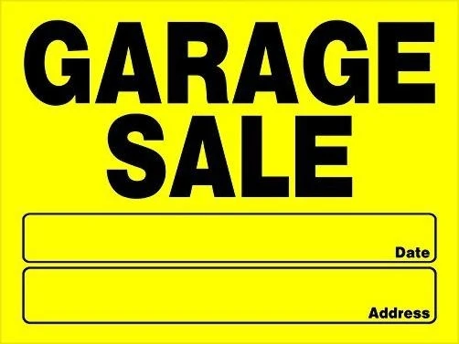 Hillman 842096 Garage Sale Sign with Date and Address with Space for Fill in, Yellow and Black Heavy Duty Plastic, 12x16 Inches 1-Sign