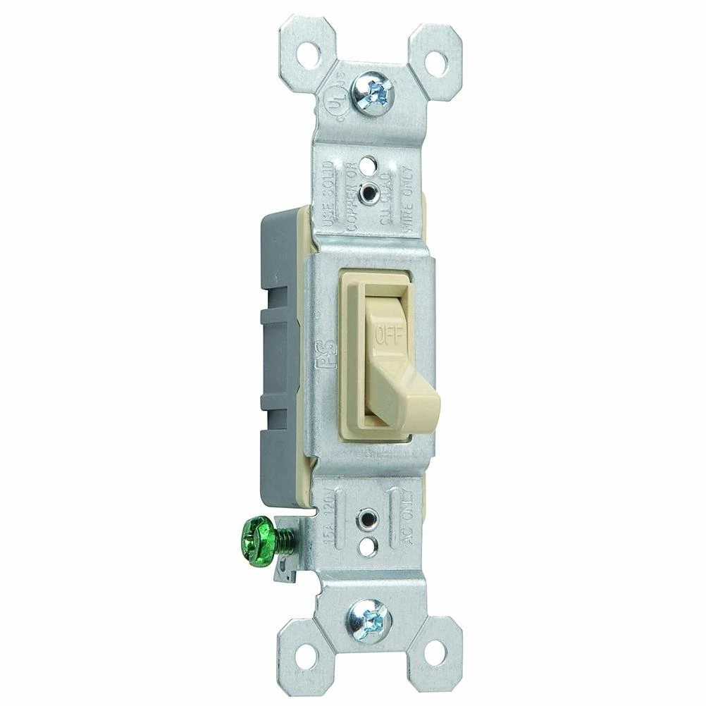 Legrand 660IGCP8 Toggle Switch, 15 A, 120 VAC, Side Wire Terminal, Thermoplastic Housing Material, Ivory