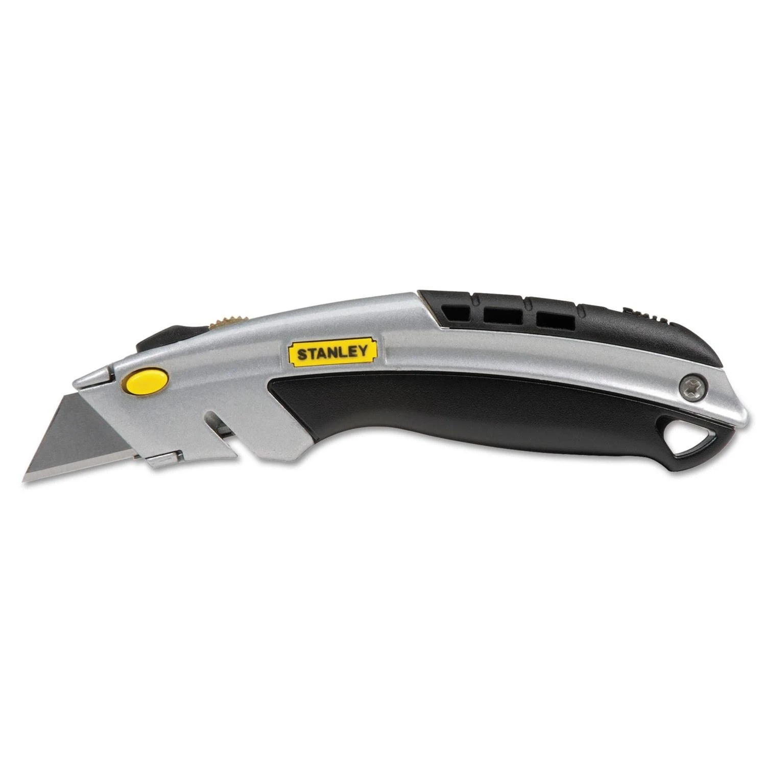 Stanley 10788 Curved Quick-Change Utility Knife, Stainless Steel Retractable Blade, 3 Blades