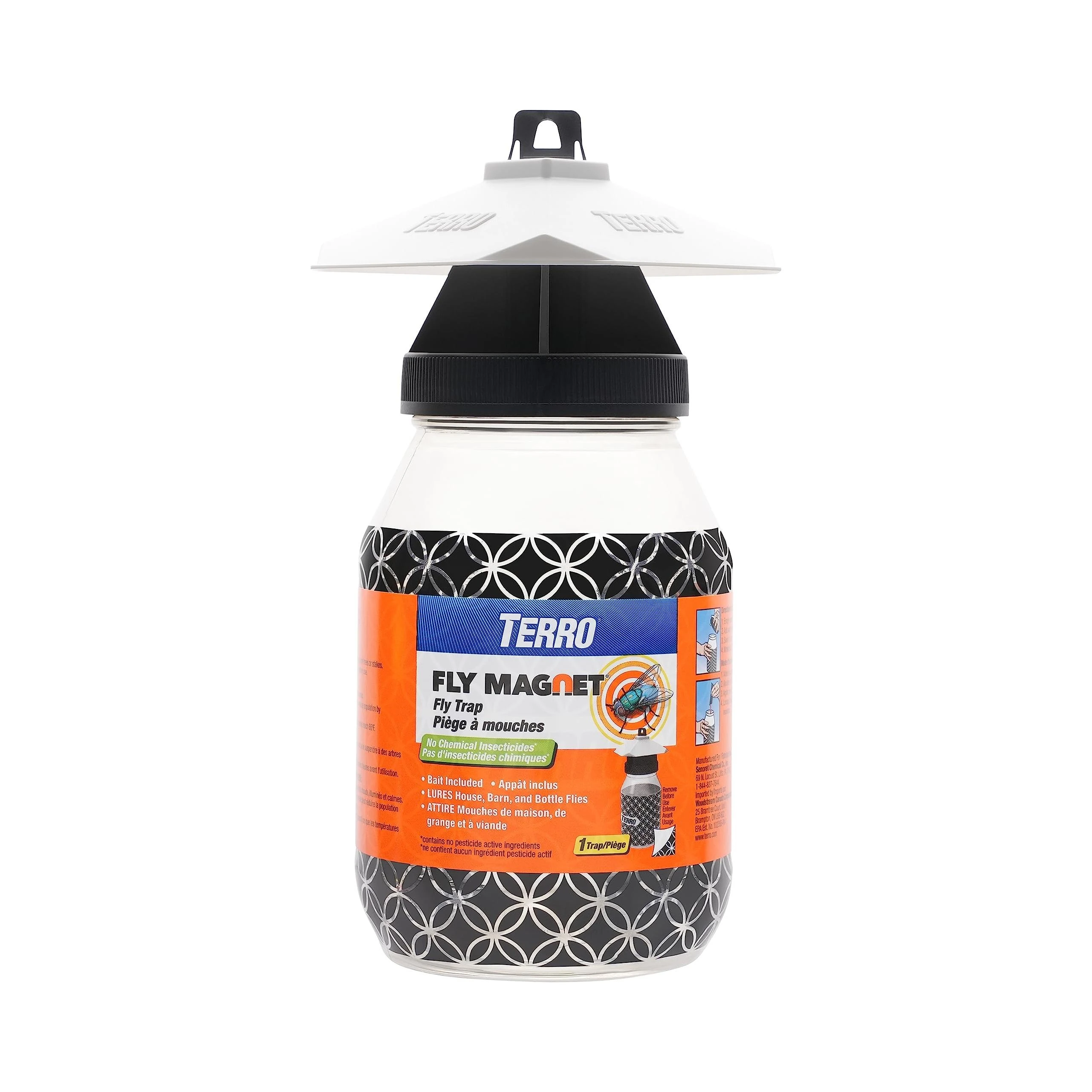 TERRO T380 Outdoor Reusable Fly Magnet Fly Trap - Poison Free Trap with Bait